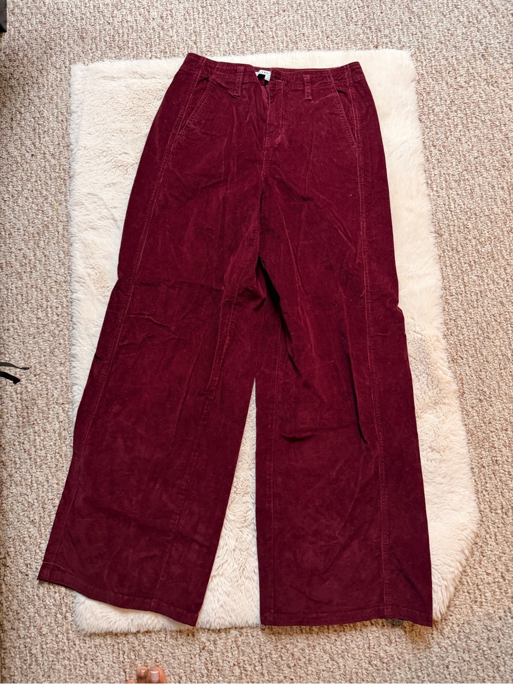 Celebrity Pink Wide-Leg Corduroy Pants in Wine